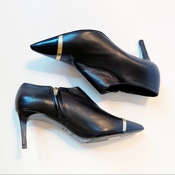 Saint Laurent Pointed Cap Toe Mid Heel Boots with Gold Accent Size 39.5 - Picture 12 of 16